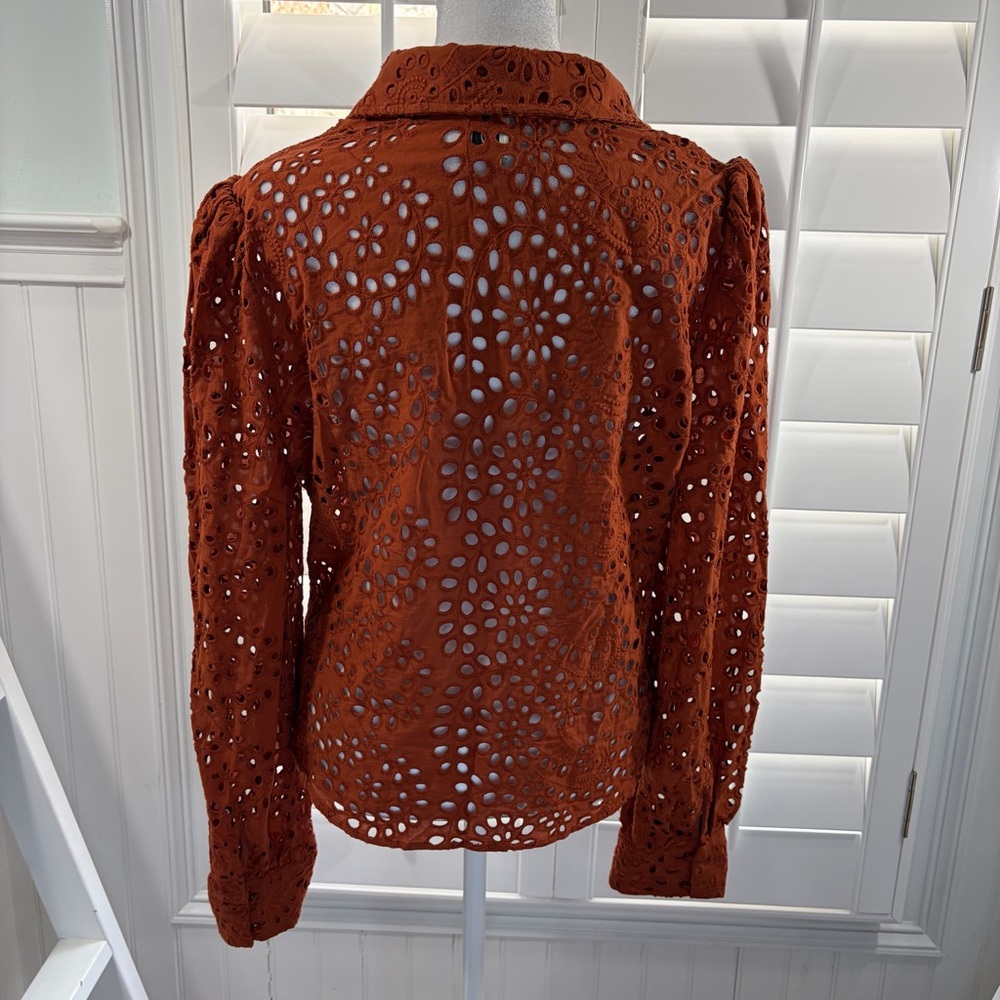 Joie Terracotta Eyelet Blouse - Picture 3 of 9